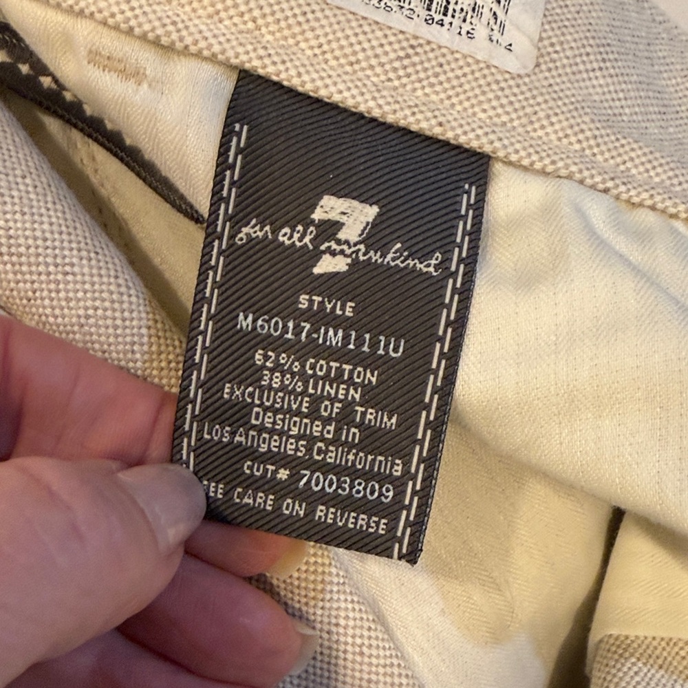 Seven for all mankind Men's Oatmeal cotton linen blend Pants - Picture 3 of 6